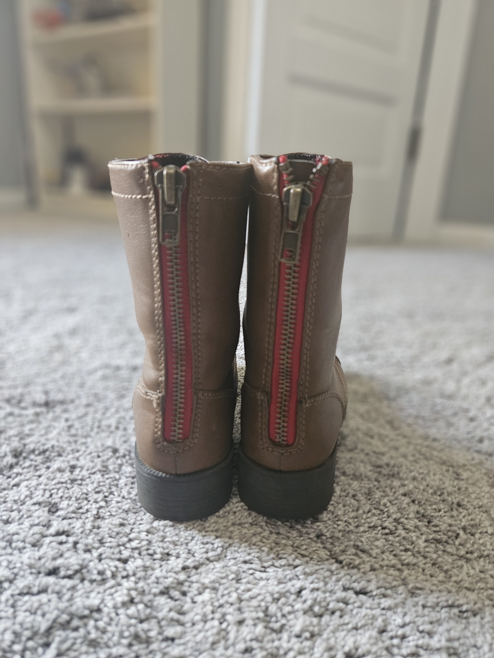 Brown Lace-Up Women's Combat Boots - Picture 2 of 7